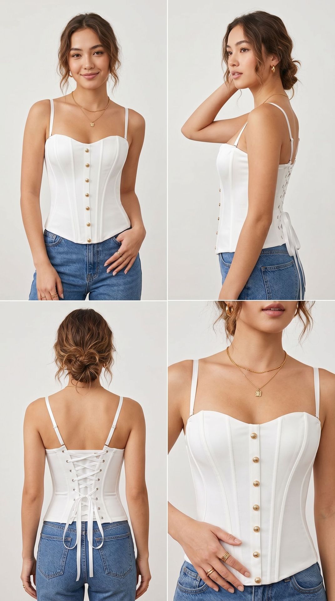Women Spaghetti Strap Corset Top - Slim Fit Body Shaper Outer Wear Bustier Top